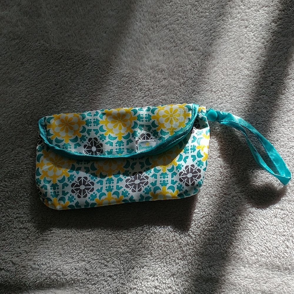 Pampers Branded Teal & Yellow Floral Baby Pouch